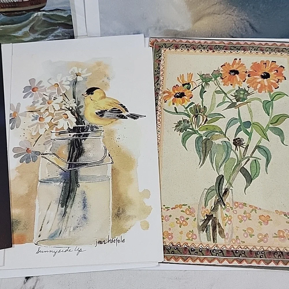 Greeting Cards Notecards Blank Inside Lot Of 5 Animals Flowers Sailboat